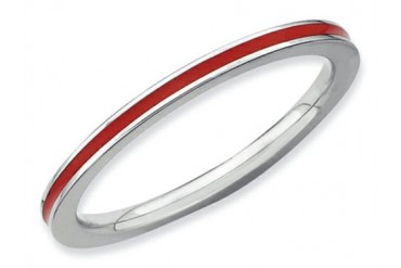 Stackable Expressions Sterling Silver Red Enameled 1.5mm Stackable Ring