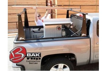 BAK Industries BAKFlip CS-F1 Hard Folding Tonneau Cover with Contractors Sliding Rack System 72505BT Tonneau Cover/Truck Bed Rack Kit
