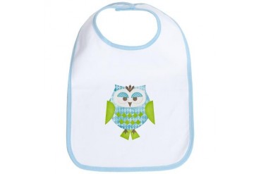 Blue Argyle Owl Animal Bib by CafePress
