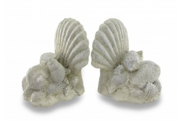 Museum White Seashell Arrangement Textured Bookend Set of 2