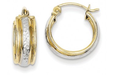 10k Rhodium Bright Small Hoop Earrings