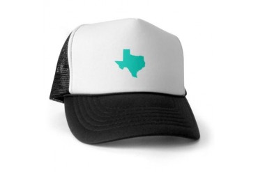 Texas Outline Turquoise Texas Trucker Hat by CafePress