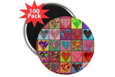 Heart Quilt Heart 2.25 Magnet 100 pack by CafePress