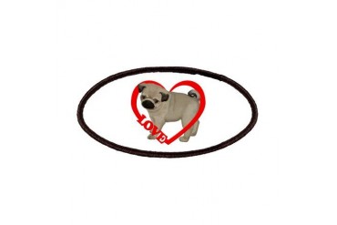 Pug Puppy Love Heart Dog Patches by CafePress