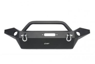 OR-FAB Front Full-Width Winch Bumper with OEM Fog Light Mounts and Hoop in Wrinkle Black 83227 Front Bumpers