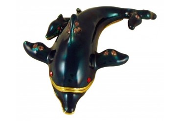 Ocean Marine Dolphin Mom and Baby Jeweled Enameled Trinket Box