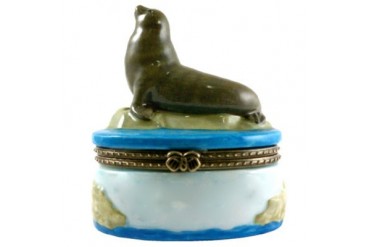 Sea Lion Porcelain Hinged Trinket Box phb