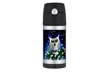 Christmas Snowy Owl Pets Thermos Bottle 12oz by CafePress