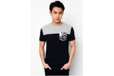Kei&Kori Color Block Tee With Contrast Floral Pocket