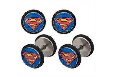 DC Comics Superman Logo Stainless Steel Faux Plug Earrings