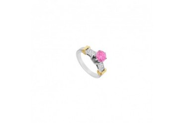 rconia and Created Pink Sapphire Engagement Ring in Sterling Silver 1.00 CT
