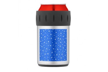 Stars Pattern in Blue. Thermos Can Cooler Pattern Thermosreg; Can Cooler by CafePress