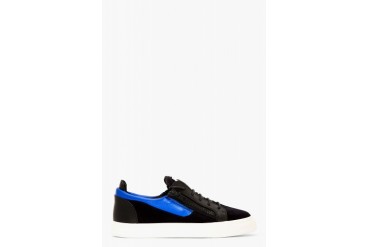 Giuseppe Zanotti Black And Metallic Blue Nubuck London Sneakers