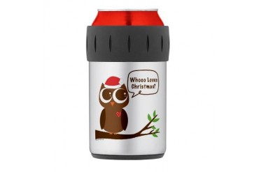 Christmas Owl Thermos Can Cooler Funny Thermosreg; Can Cooler by CafePress