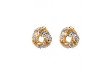 Gold Tone Encrusted Knot Stud Earrings