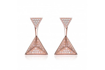 Sterling Silver Cubic Zirconia Multiple Triangle Jacket Earrings
