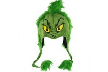 Dr. Seuss Grinch Furry Head Hood Lapland Tasseled Embroidered Beanie