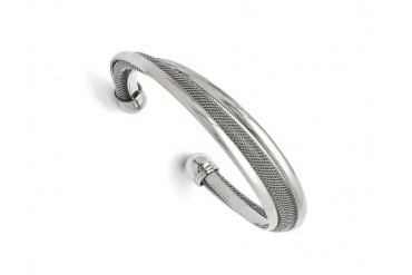 Chisel Polished Mesh Twist Cuff Bangle Bracelet