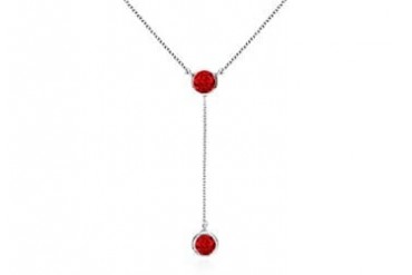 uby Bezel Set Drop Necklace in 925 Sterling Silver 1 Carat Total Gem Weight