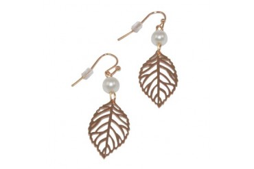 Leaf Drop Earrings with Imitation Pearl