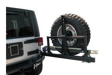 Hanson Offroad Rockcrawler Rear Spindle Bumper with Tire Carrier in Black Powder Coat JKRTC2-P Rear Bumpers