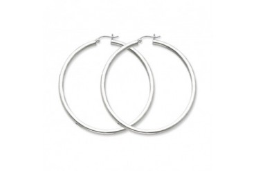 3mm, Sterling Silver, Extra Large Hoop Earrings - 70mm (2 3 4 inch)
