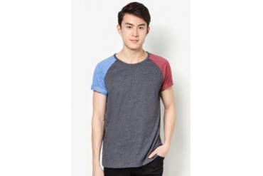 Kei&Kori Round Neck Tee With Contrast Color Sleeves