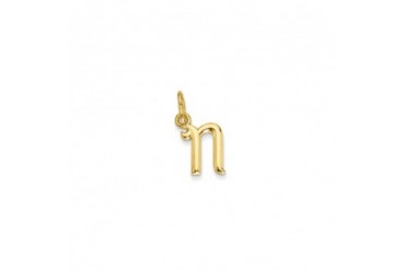 The Claire Lower Case Script Initial N Pendant in 14K Yellow Gold