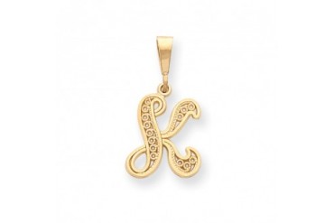 The Maci Filigree Script Initial K Pendant in 14K Yellow Gold