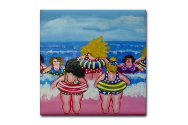 7 Beach Divas Funny Tile Coaster by CafePress