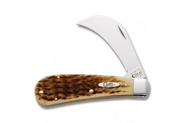 Case Hawkbill Pruner with Peach Seed Jigged Amber Bone Handle