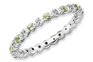 Stackable Expressions Sterling Silver Peridot Diamond Stackable Ring