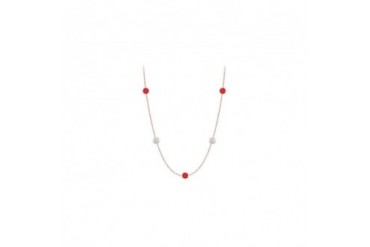 Diamonds By The Yard GF Bangkok Ruby and CZ Necklace on 14K Rose Gold Bezel