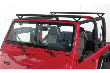 Olympic 4x4 Products Quick n Easy Rack in Textured Black for YJ Wrangler and CJ 908-114 Roof Rack