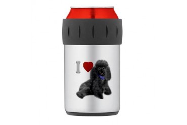 Gray Poodle Blue Collar Thermos Can Cooler Dog Thermosreg; Can Cooler by CafePress