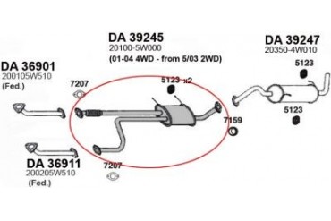 2001-2004 Nissan Pathfinder Muffler Ansa Nissan Muffler DA39245 01 02 03 04