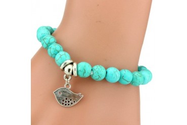 Dove Charm Turquoise Stone Bracelet