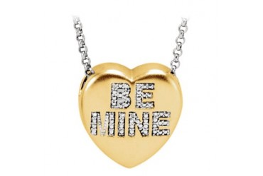 Diamond Be Mine Heart Necklace 14K Yellow Gold Vermeil