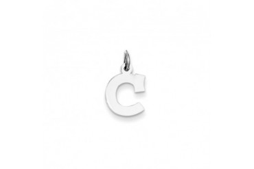 The Amanda Small Block Style Initial C Pendant in Sterling Silver