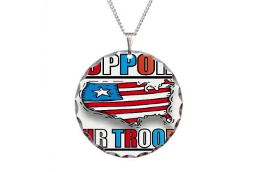 SUPPORTTROOPS1.jpg Military Necklace Circle Charm by CafePress