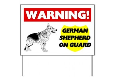 Warning German Shepherd On Guard Yard Sign
