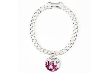 Tree Owl Milestone Month 9 Charm Bracelet, One Cha Family Charm Bracelet, One Charm by CafePress