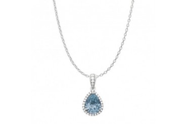 Pear Shape Sky Blue Topaz and Round Cubic Zirconia