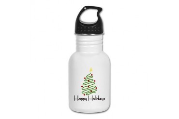 Happy Holidays Holiday Kid's Water Bottle by CafePress