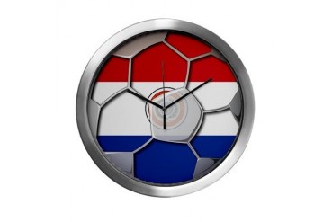 Paraguay Flag World Cup Soccer Futbol Football Bal Soccer Modern Wall Clock by CafePress