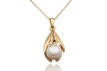 Golden Pearl Fusion Necklace with Swarovski Elements by Rubique