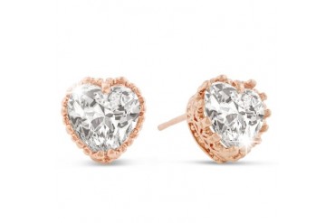 5 Carat Heart Shape Swarovski Elements Crystal Stud Earrings In Rose Gold