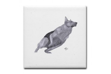 German Shepherd Dog Art Tile Coaster by CafePress