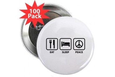 Eat Sleep Peace Funny 2.25 Button 100 pack by CafePress