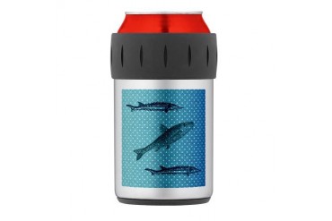 Three Fish Dots Thermos Can Cooler Art Thermosreg; Can Cooler by CafePress